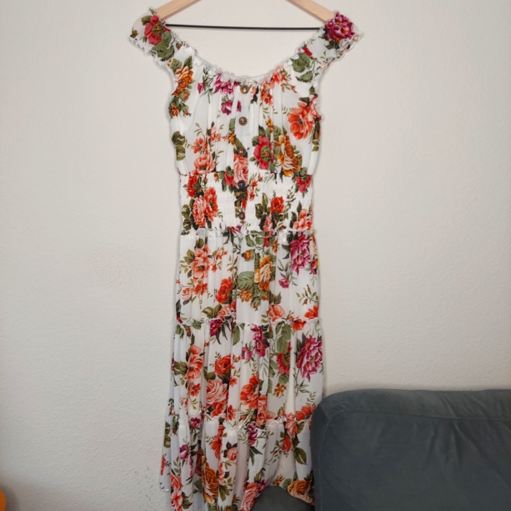 Lapis White Floral Dress